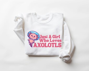 Camiseta Just A Girl Who Loves AXOLOTLS, linda camiseta de regalo para amantes de los axolotl, camiseta de axolotl para adultos y jóvenes, camiseta de pez caminante, camiseta para amantes de las salamandras