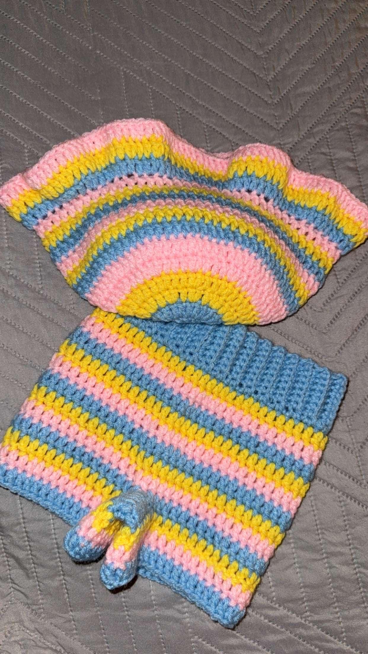 Crochet Hodgy Bonnet Style Beanie – Colorful Adjustable Hair Bonnet with Tie M/L Crochet Bonnet Hat with Long Ties | Updated Tutorial  main image 4