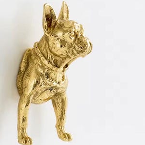 French Bulldog Brass Drawer Handle | Dog Cabinet Pull | Frenchie Furniture Knob | Animal Drawer Handle | Decorative Cupboard Hardware