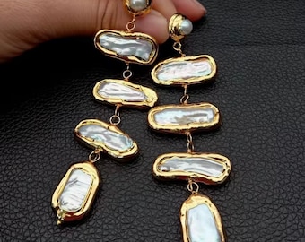 Chunky Gold Pearl Earrings | Statement Pearl Drop Earrings | Vintage Inspired Gold Earrings | Bridal Jewellery | Elegant Gift for Her