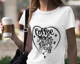 Coffee Mode Graphic Tee: Unisex Cotton Shirt for Coffee Lovers