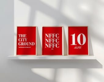 Nottingham Forest Personalised Print Set: NNFC Fan Art | Any Name and Number (Digital Download)