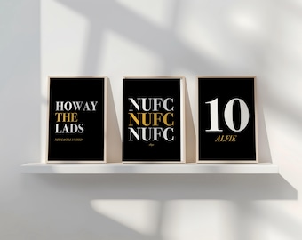Láminas del Newcastle United FC: Arte personalizado para aficionados al fútbol (Lote de 3) (Descarga digital)