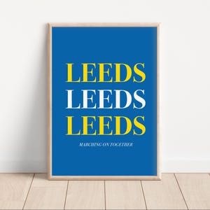 Leeds United &#39;Leeds&#39; Digital Print Poster, Leeds United Fan Gift, Football Wall Art, Football Fan Art, Football Art Print