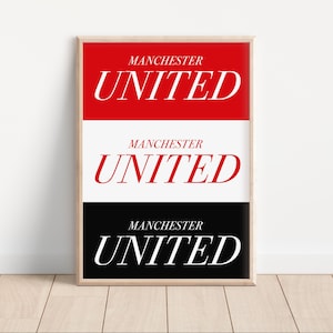 Manchester United Flag Digital Print Poster, Man United Fan Gift, Football Wall Art, Football Fan Art, Football Art Print