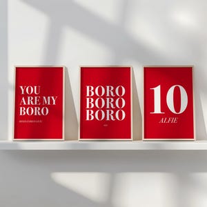Middlesbrough FC Boro Personalised Middlesbrough Set of 3 Digital Print Poster, Boro Fan Gift, Boro Wall Art, Football Fan Art