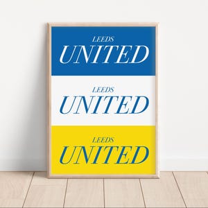 Leeds United flag Digital Print Poster, Leeds United Fan Gift, Football Wall Art, Football Fan Art, Football Art Print