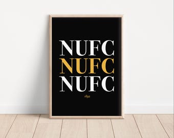 Newcastle United NUFC Fan Kunstdruck: Personalisiertes Fußball Geschenk (digitaler Download)