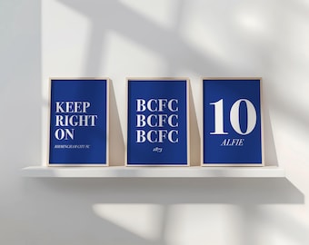 Set de láminas personalizadas del Birmingham City: Arte para aficionados con cualquier nombre y número (Descarga digital)
