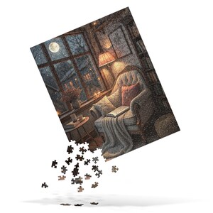 Cozy Moonlit Reading Nook Jigsaw Puzzle | 520-piece Puzzle for Book ...