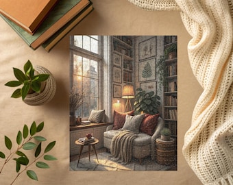 Cozy Reading Nook Jigsaw Puzzle: Sunlit Window Scene, Book Lover Gift