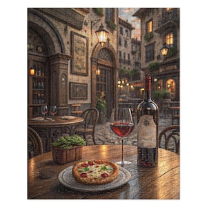 Italian Wine Café Puzzle – Dreamy Outdoor Italy Puzzle, Romantic Wine Scene, Aesthetic Travel Jigsaw Puzzle Gift for Wine Lovers