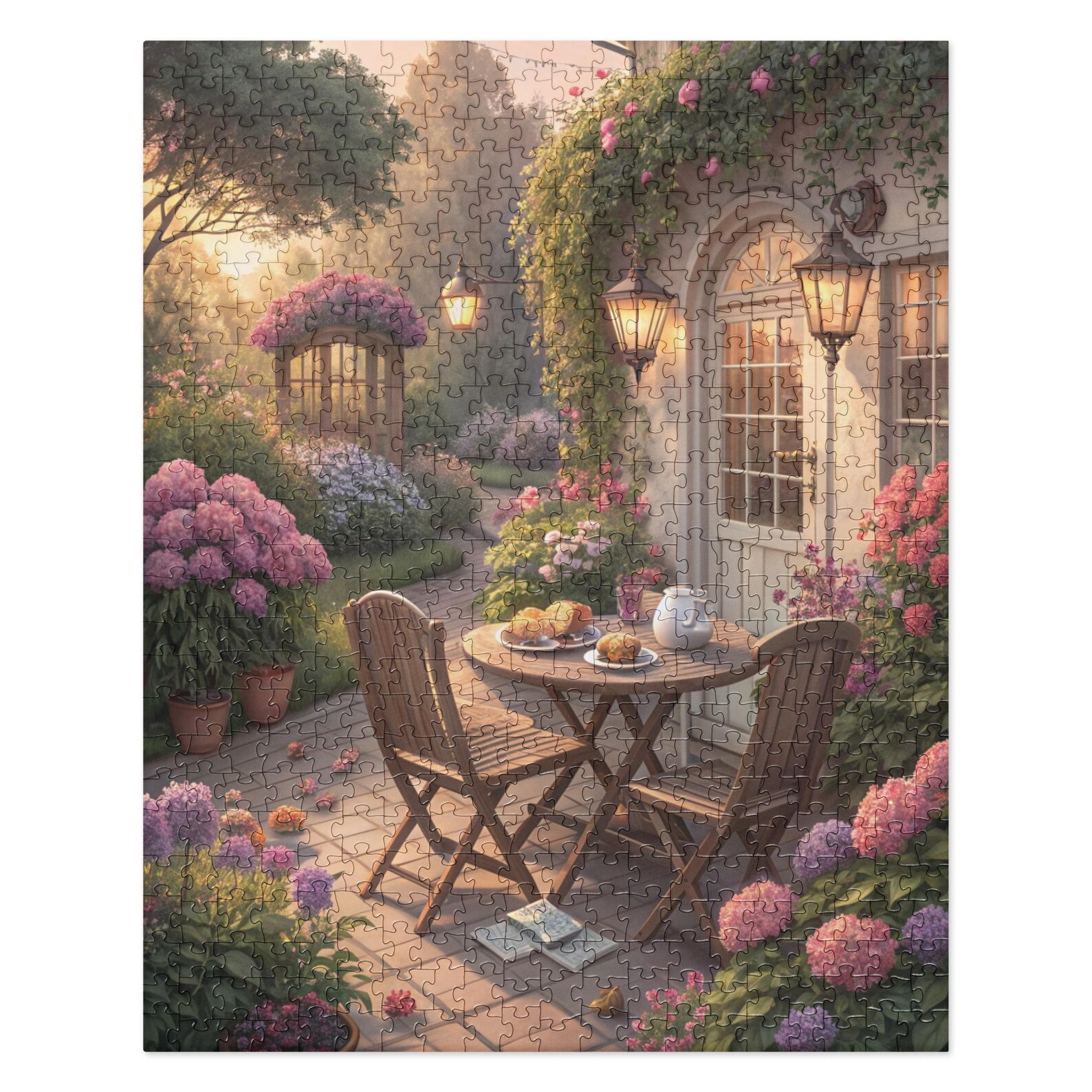 Dreamy Garden Terrace Jigsaw Puzzle - Floral Cottage Scene, Pretty ...