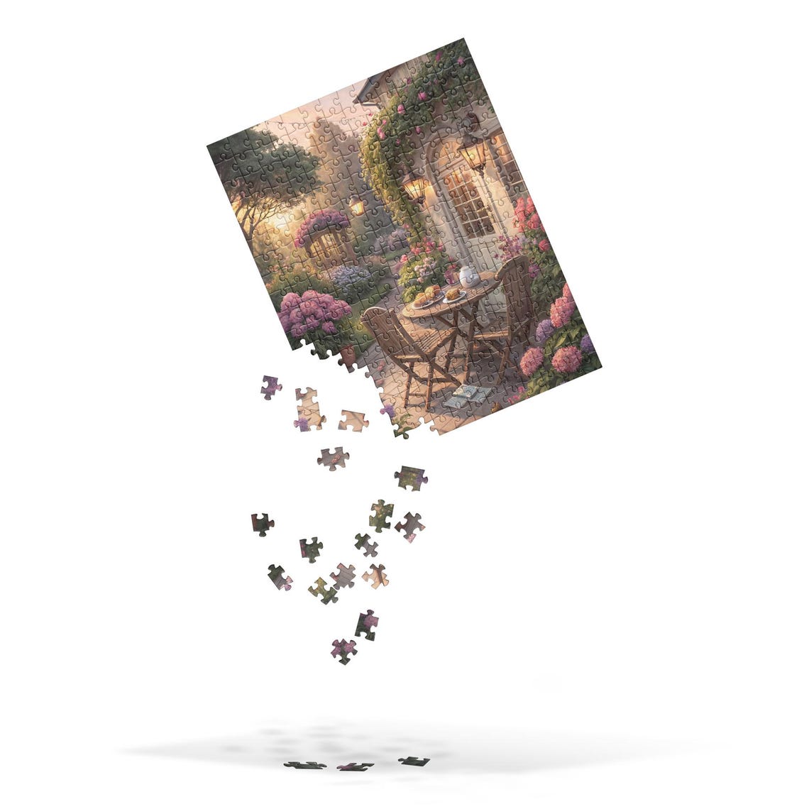 Dreamy Garden Terrace Jigsaw Puzzle - Floral Cottage Scene, Pretty ...