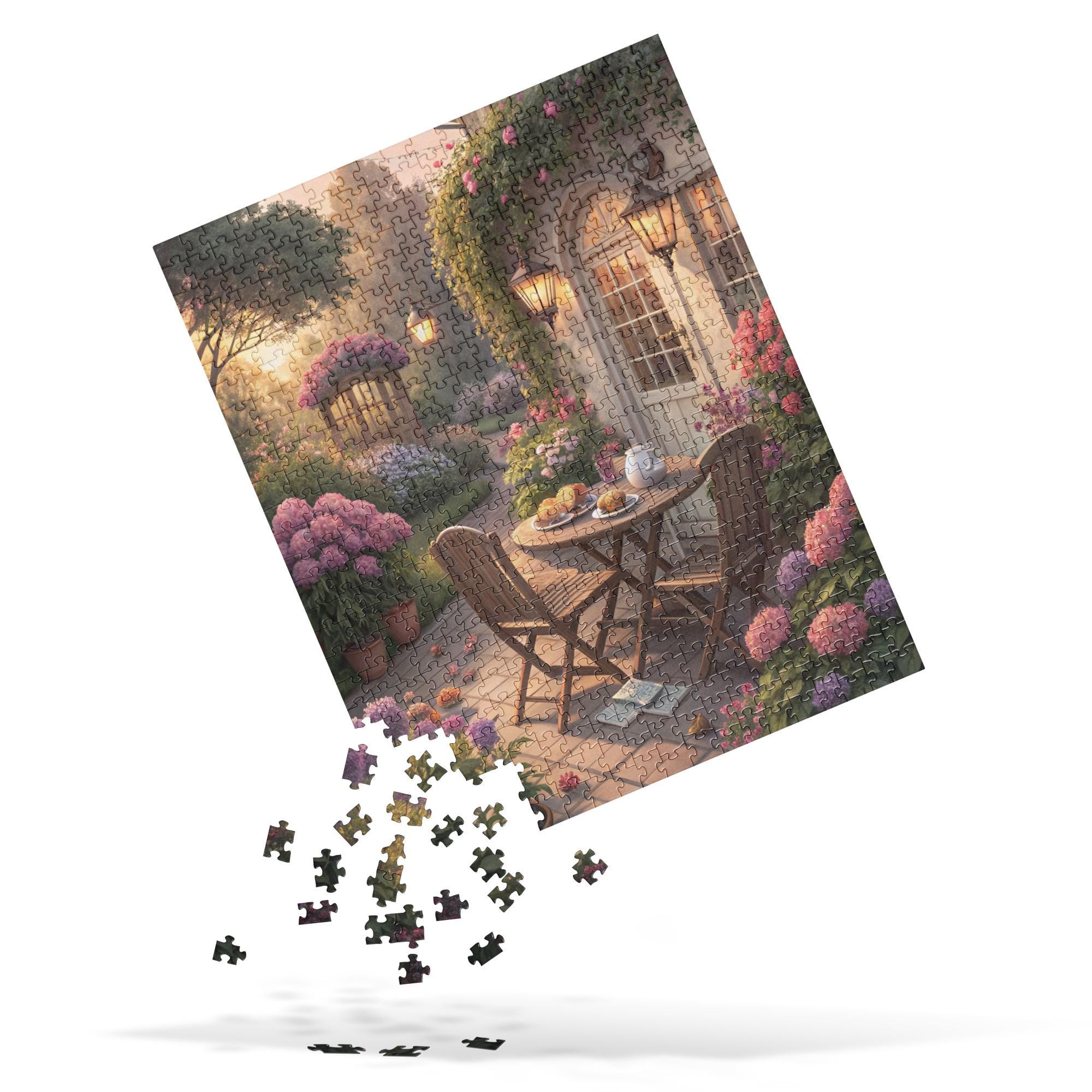 Dreamy Garden Terrace Jigsaw Puzzle - Floral Cottage Scene, Pretty ...