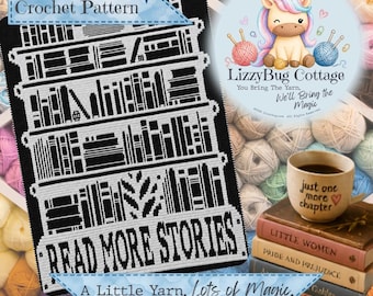 Read More Stories Mosaic Crochet Pattern | Bookshelf Blanket for Book Lovers, US & UK Terms