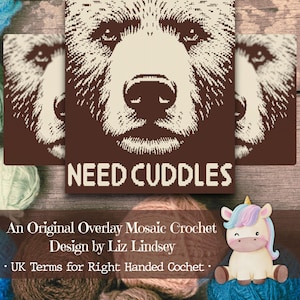 Need Cuddles Mosaic Crochet Pattern – Bear Blanket, Overlay Mosaic, Cozy Animal Throw, Crochet Afghan, Twin Size Blanket Pattern