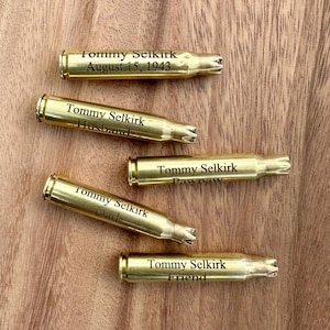 Custom Engraved Bullet Casings – Personalized Brass Shells – Groomsmen Gifts, Keepsakes, Memorials, Military Gifts