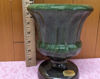 Vintage Haeger Green Pedestal Urn Planter with Original Sticker