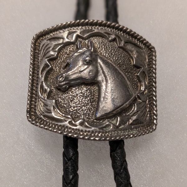 Vintage Bolo Ties - One Braided Leather with Horse Slide - One Gold Chord with Natural Stone Slide