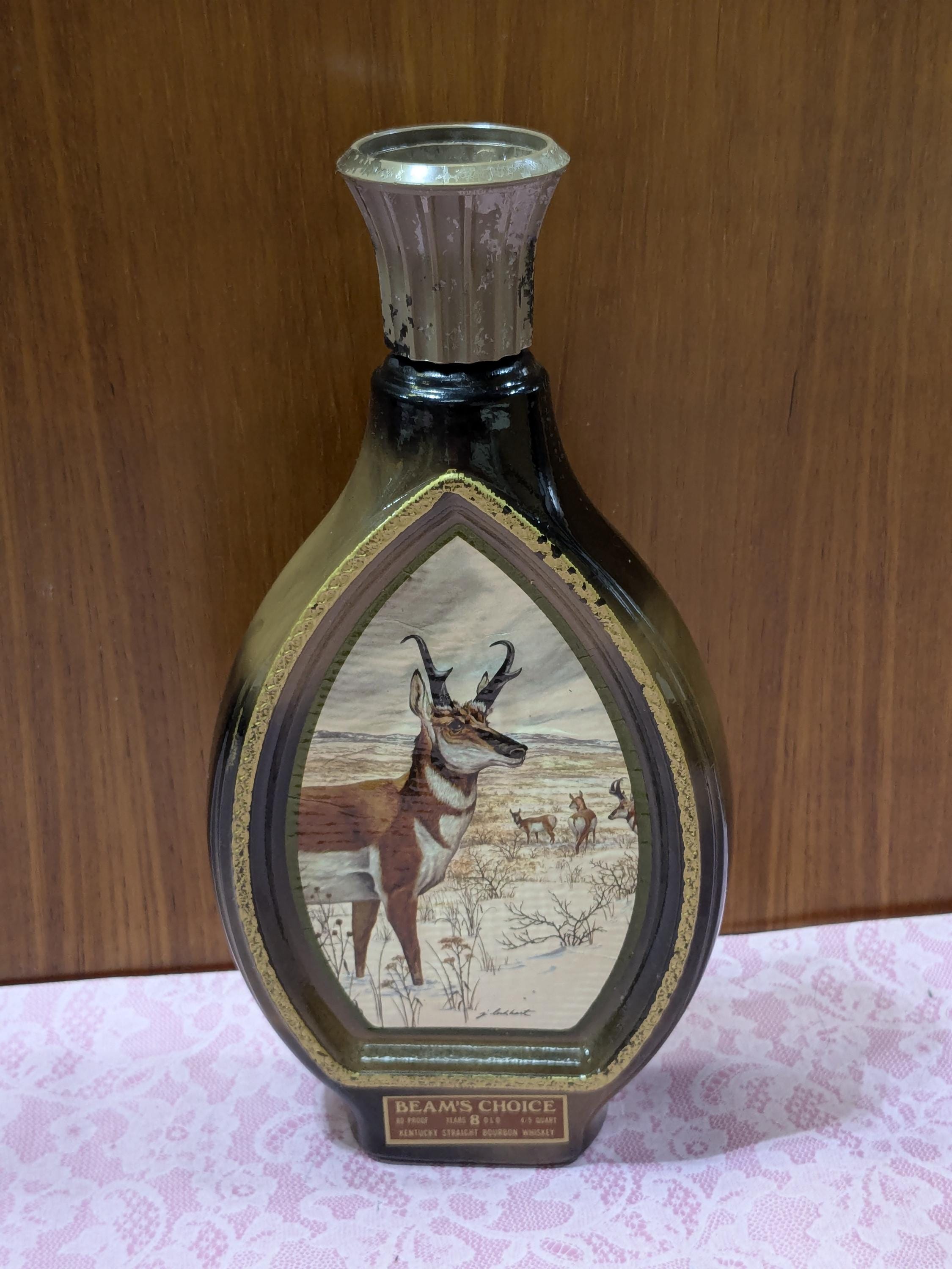 Vintage Jim Beam Whiskey Decanter: Beam's Choice Pronghorn