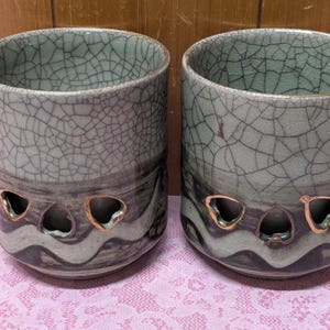 食器 Soma Soma Ware Japanese Pottery Somayaki Punch Bowl & 15 4oz Cups