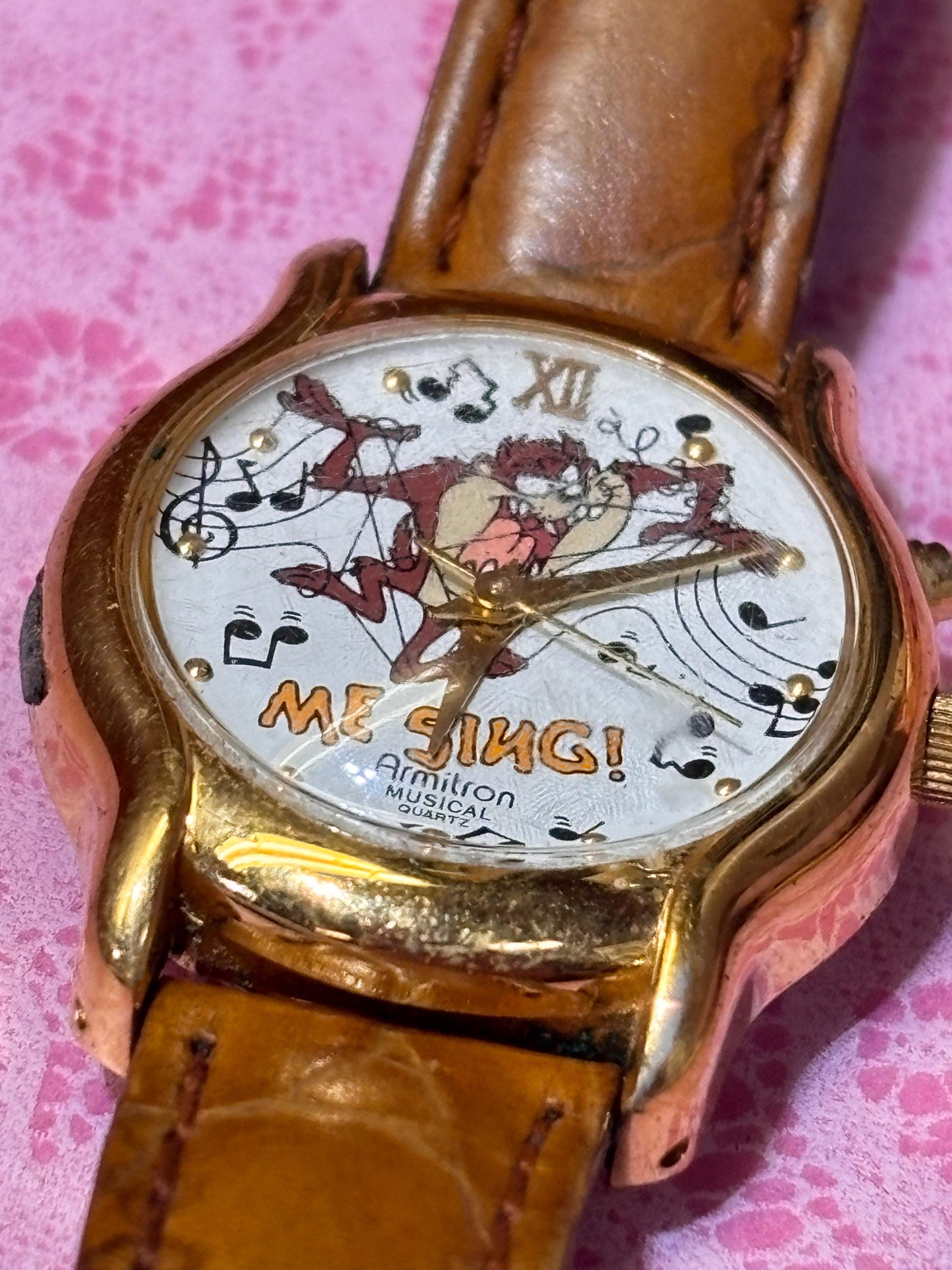 Vintage Armitron Musical Quartz Brown Leather Tasmanian Devil Watch Looney Tunes Tasmanian Devil watch Armitron | Mercari main image 3