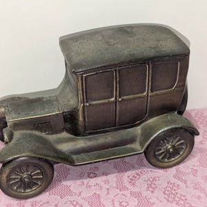 Vintage Banthrico Inc - Bank of Cowlitz County - Old Car Copper Metal Coin Bank - No Key