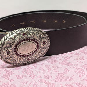 American Eagle Outfitters Brown Leather Belt with Bling Silver Buckle American Eagle Brown Leather Rhinestone Silver Western Belt  main image 2