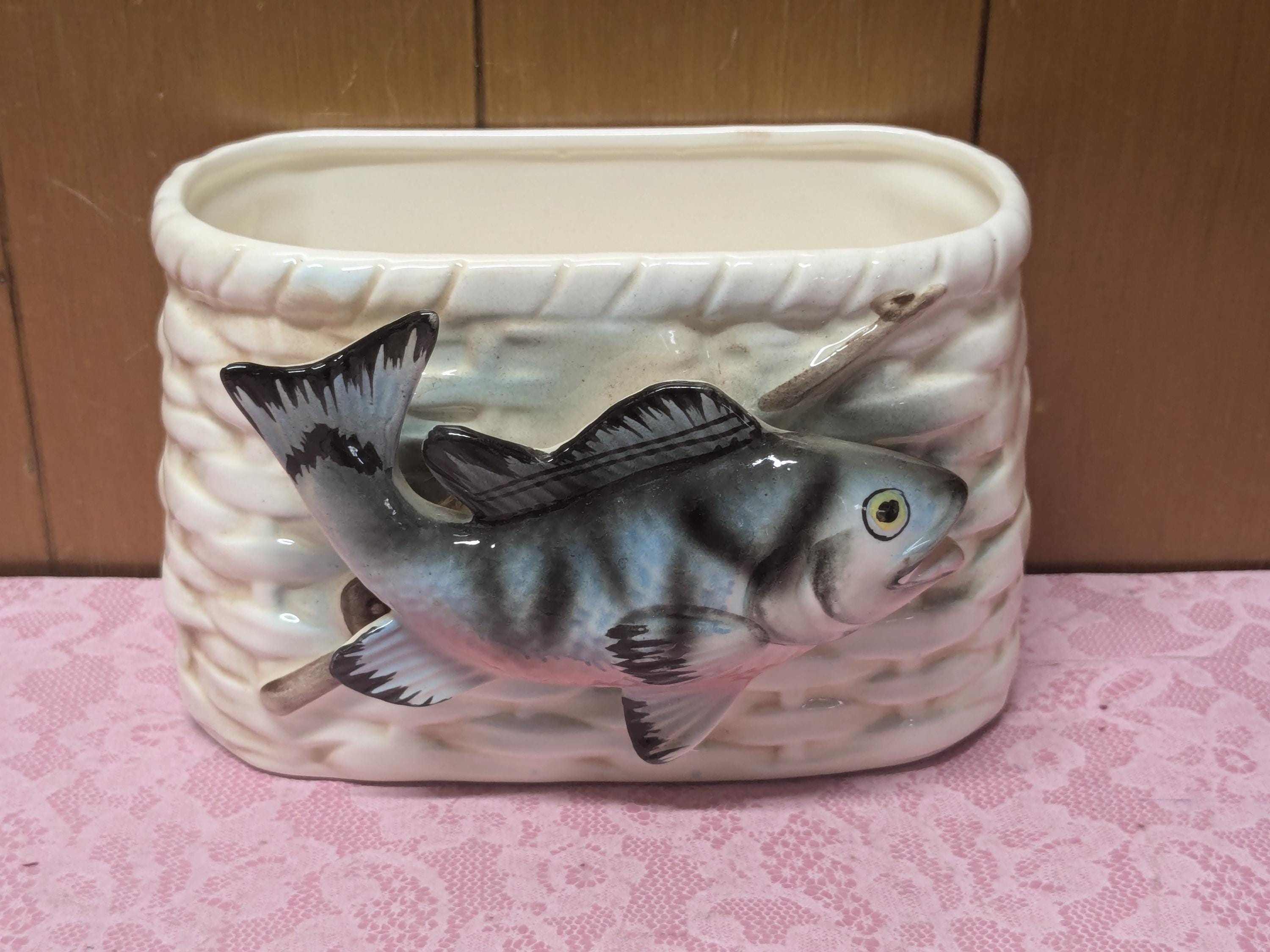 フランスビンテージ壁掛け セラミックフィッシュ 陶器 魚 楽天
