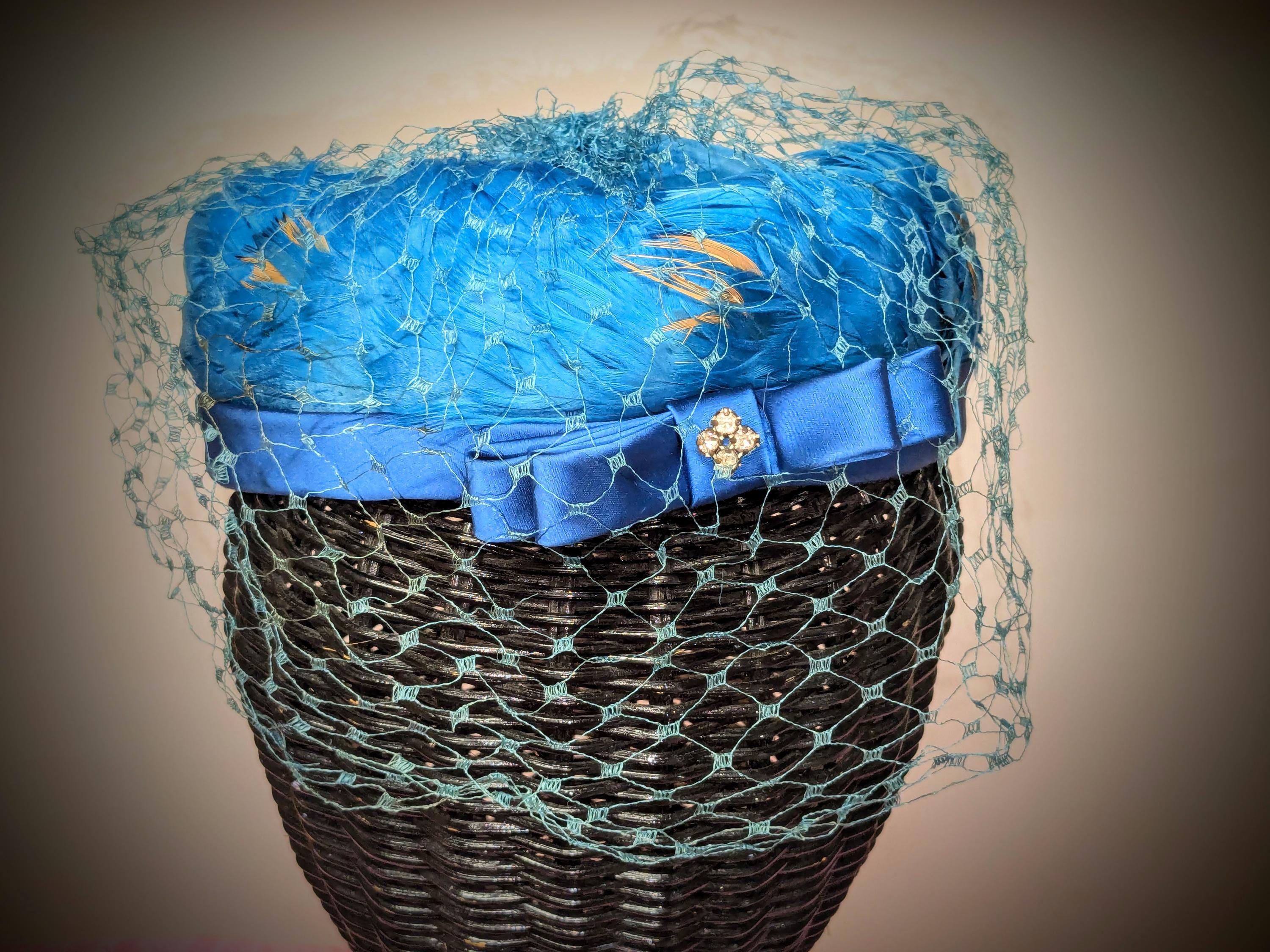 Vintage Blue Feather Hat - Etsy
