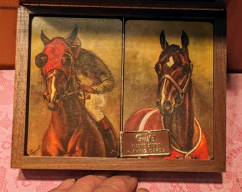 Vintage Guild Plastic Coated Playing Cards - Double Deck Set - Race Horse Motif