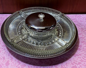 Vintage Kromex Lazy Susan Relish or Appetizer Serving Set