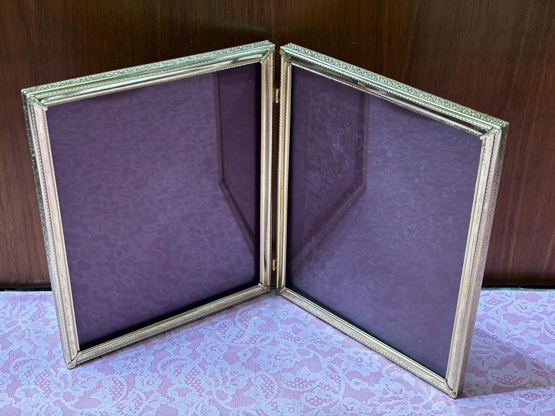 Vintage Gold Tone Metal Bifold Picture Frame: Ornate Border Detail - Etsy