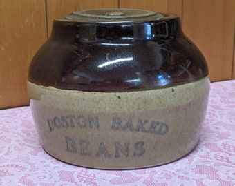 Boston Baked Beans *Rare* One Handled Stoneware Pot With Recessed Lid