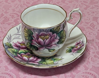 Vintage Teacup & Saucer Marked Royal Albert Bone China - ENGLAND - Flower of the Month Series - Water Lily