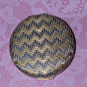 Vintage Estee Lauder 2 Tone Textured Compact with Mirror - Powder and Pad Intact