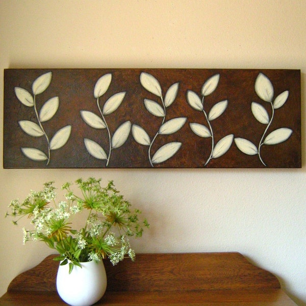 Natural Simplicity - original textured painting on thick 12x36 canvas