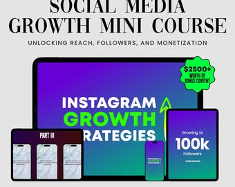 Social-Media-Wachstums-Mini-kurs | 2026 Vollständiger Kurs | Lebenslanger Zugriff | Instagram- Verlauf | Exklusive Boni | Social Media Influencer Wachstum