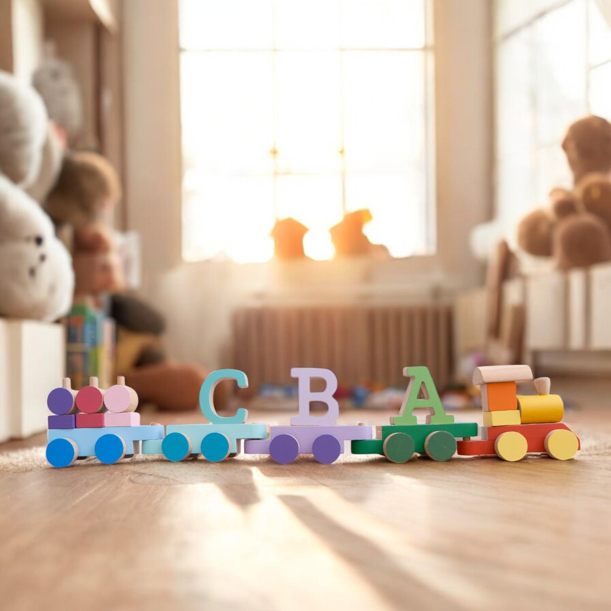 Handmade Wooden Alphabet Train Set, Montessori Learning Toy - Etsy