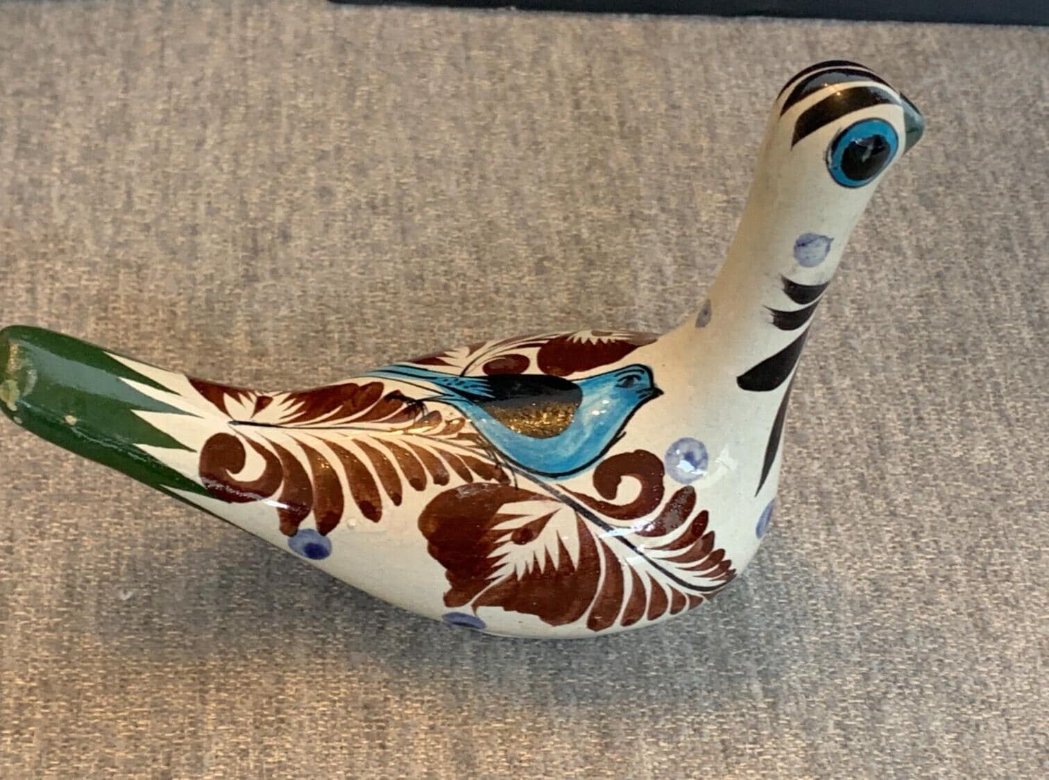 工芸品 Tonala pottery bird Mexican Tonala Pottery Folkart Bird | eBay