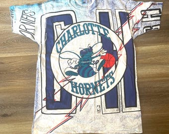 Rare Vintage 90s USA Made Charlotte Hornets NBA Magic Johnson T's