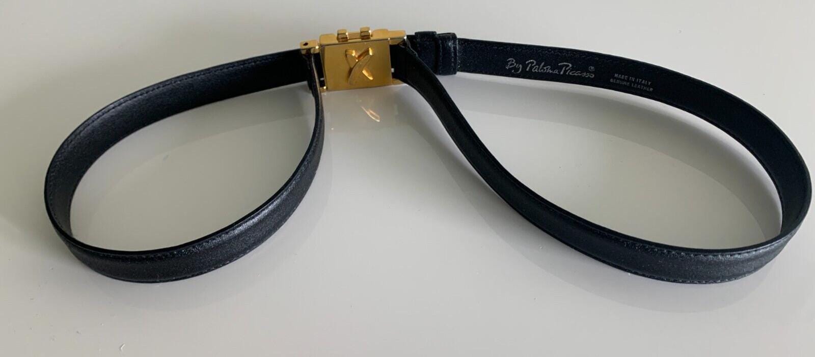 Black Paloma Picasso Leather Belt with Gold Circular Signature Buckle Paloma Picasso Belt - Etsy main image 2