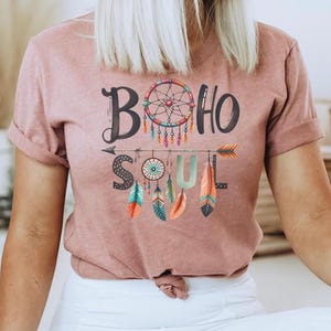 Boho Soul Tshirt - Bohemian Style Hippie, Free Spirit Trendy Boho Design Tee,