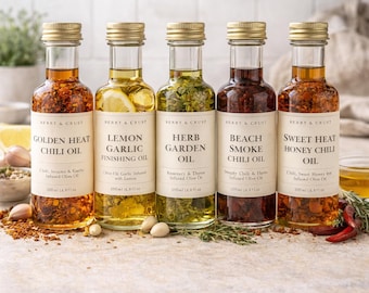 Gourmet Infused Olive Oil | Chili, Lemon Garlic, Herb Garden