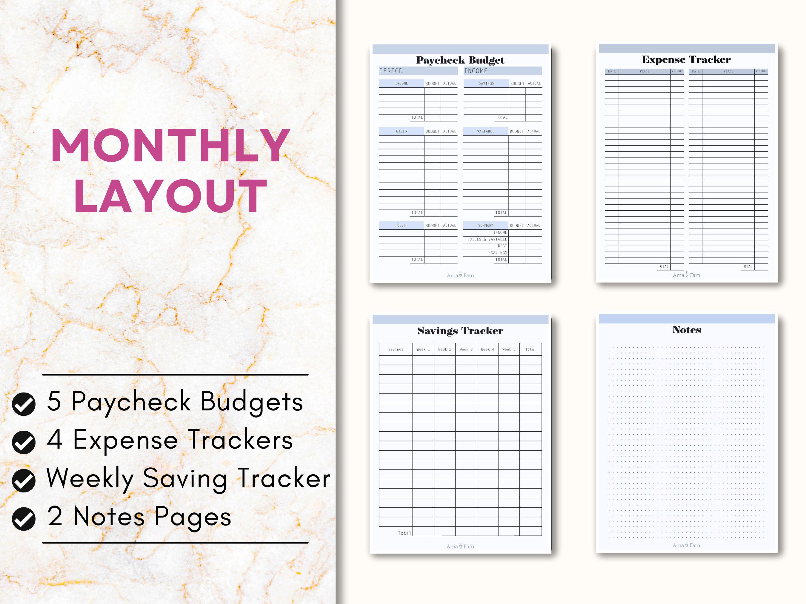 Budget Planner, Finance Workbook, Paycheck Budget, Bi-weekly Paycheck