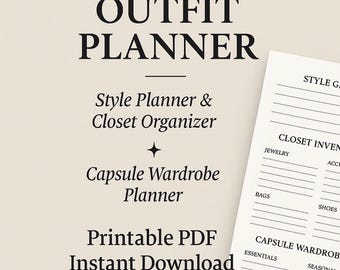 Fashion Outfit Planner PDF | Style Planner & Closet Organizer | Capsule Wardrobe Planner | Digital Outfit Planner
