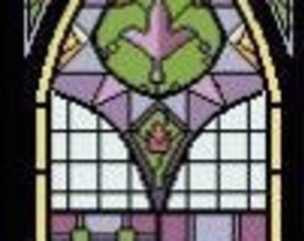 Stained Glass Cathedral Window - Needlepoint or Cross Stitch Pattern Design Chart