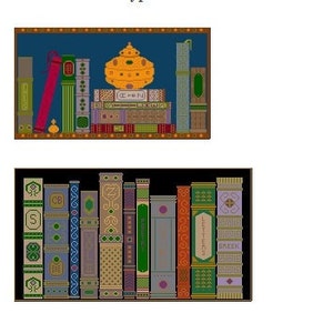 The Book Lovers Package - Bookshelf and Library - Two Needlepoint or Cross Stitch Patterns Designs Charts