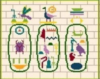 Egyptian Hieroglyphs - Needlepoint or Cross Stitch Pattern Design Chart